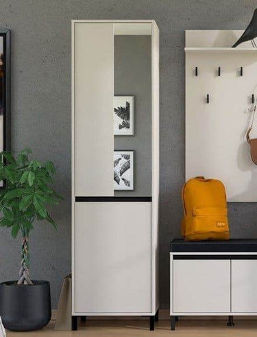 Rosmara Cashmere Taupe Slim Narrow Shallow Depth Hallway Wardrobe with Two Doors - UK Luxury Furniture